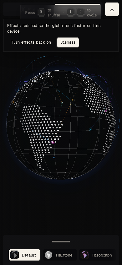 The first screen of Globestudio on a phone