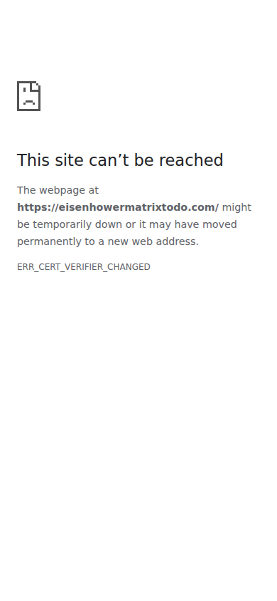 The first screen of eisenhowermatrixtodo.com on a phone
